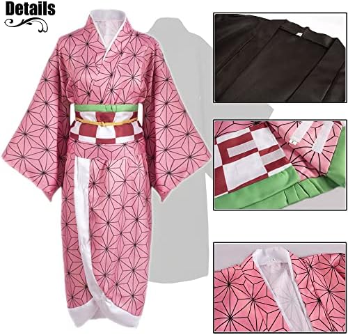 Girls Kimono Costume Girls Cosplay Costumes Cloak Outfits Set Halloween Pink Uniform with Accessories