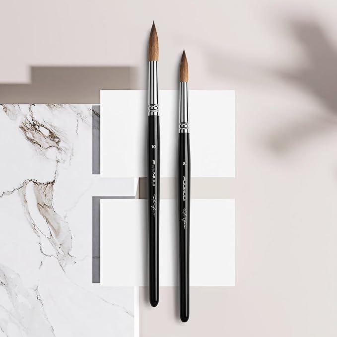 Watercolor Brushes Professional, Fuumuui 2pcs Kolinsky Sable Brushes, 1pc Pure Squirrel Mop Wash Round Brush & 1pcs Extended Needle Point Brush Perfect for Watercolor Acrylic Gouache Inks