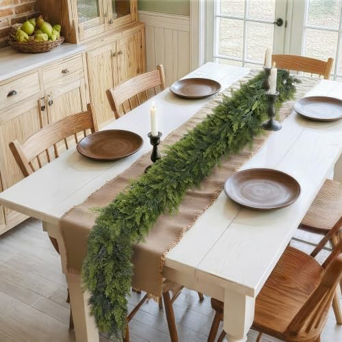 6 Ft 2 Pcs Christmas Garland, Realistic Cedar Garland