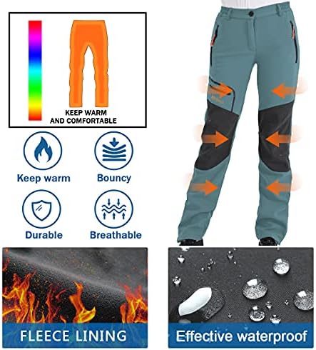 Postropaky Womens Outdoor Snow Ski Pants Waterproof Hiking Insulated Softshell Pants Snowboard Zipper Bottom Leg