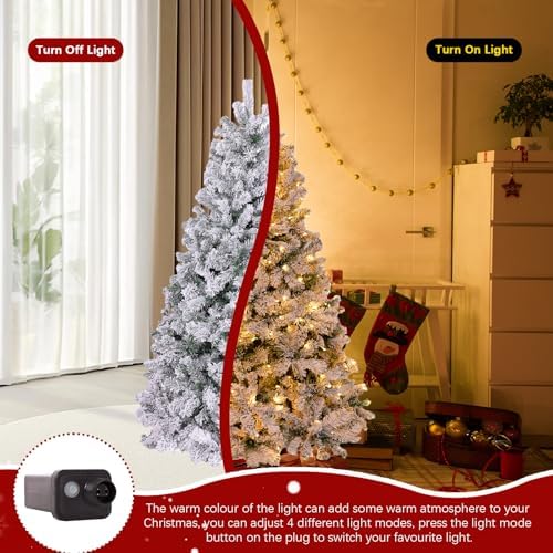 4ft Flocked Prelit Artificial Christmas Tree,Arbol de Navidad Xmas Tree