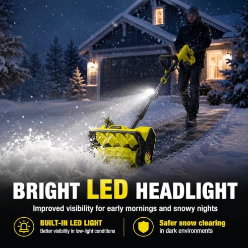 Cordless Snow Shovel, 13Inch Electric Snow Blower with 3 * 4.0 Ah Battery and Charger, Battery Powered Snow Removal with 25FT Throw Distance for Driveway,Steps, Patio, Sidewalk