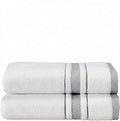Bath Towels Set for Bathroom – Luxury 6-Piece Cotton Towels, Soft Absorbent & Quick Dry, 600 GSM Bath Towels for Bathroom, Hotel Spa Quality (White/Grey, 2-Bath Towel Set)