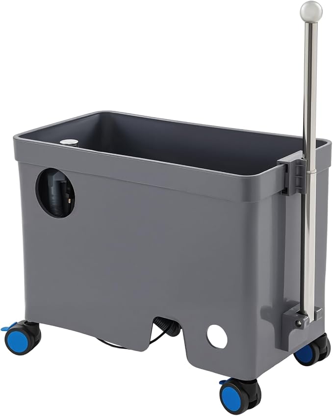 Floor Mop Sink, Freestanding Utility Mop Sink with Wheels & Retractable Handrail, Rolling Mop Bucket for Commercial and Residential Use