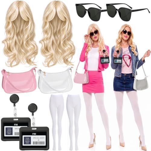 Kingdder 2-Person Agent Halloween Costume Set, 10 Pcs Multicolor