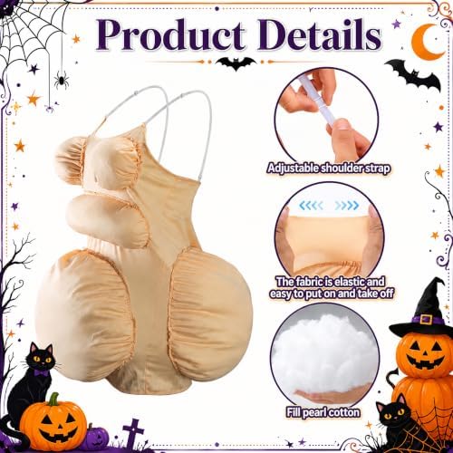 7 Pcs Halloween Fat Old Lady Costume Set, Grandma Dress Fat Suits