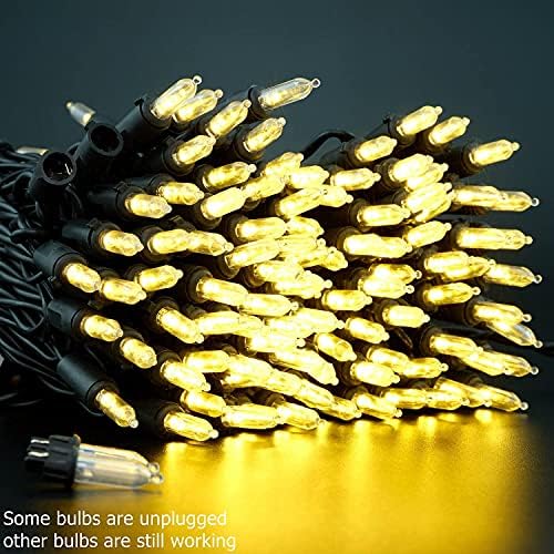 YULETIME 200 Warm White LED Christmas Lights, 66 ft Black Wire String Light