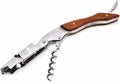 Stainless Steel Red Wine Opener Wood Handle With Leather Professional Multifunction Portable Screw Corkscrew Kitchen Bar Tools(Brown)