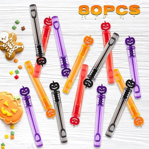 80PCS Halloween Party Favor, Bubble Wands for Kids, Trick or Treat Toys