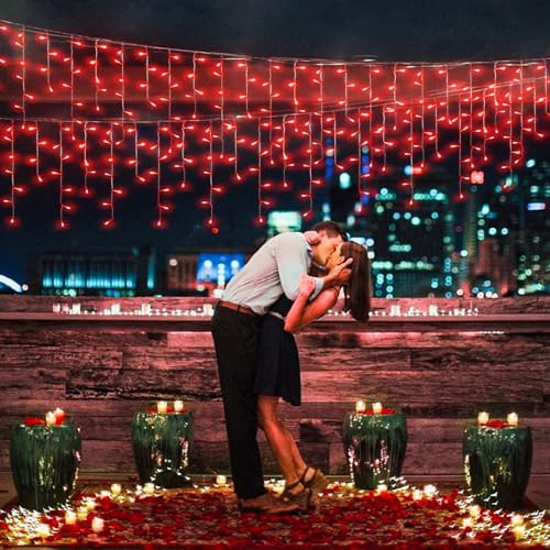 Red Christmas Lights Outdoor, 33ft 400 LED Icicle Lights for Outside