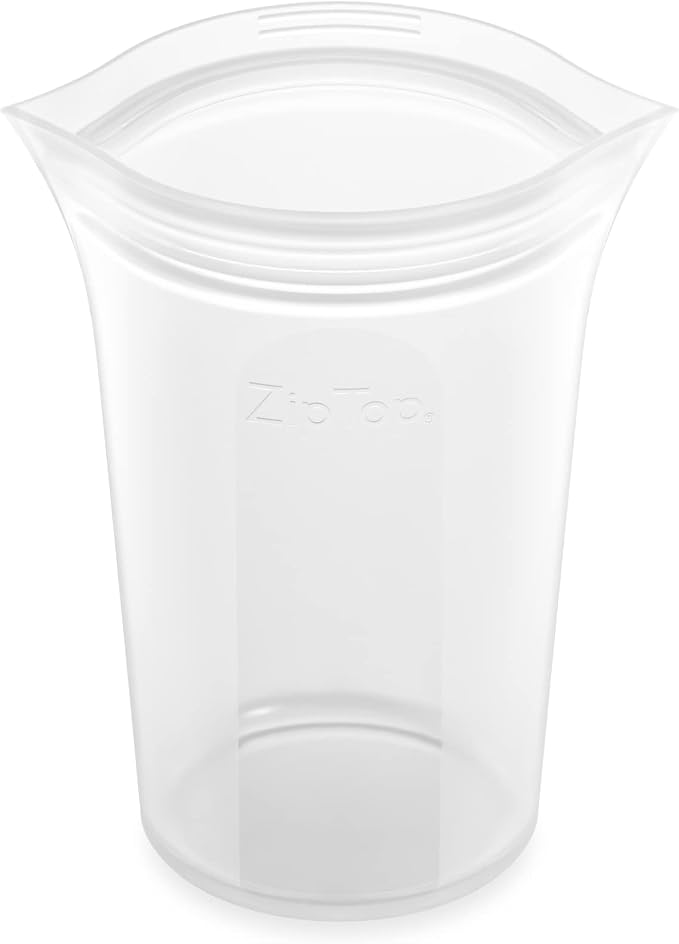 Zip Top Reusable Food Storage Bags | Medium Cup [Frost] | Silicone Meal Prep Container | Microwave, Dishwasher and Freezer Safe | Made in The USA
