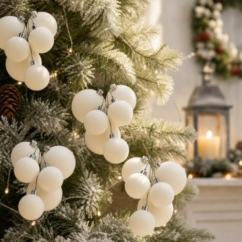 Roowest 4 Sets Large Velvet Christmas Ball Clusters Ornaments White Decor