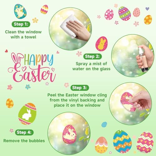 Easter Window Clings Easter Decorations for Home Spring Decor Eggs Stickers