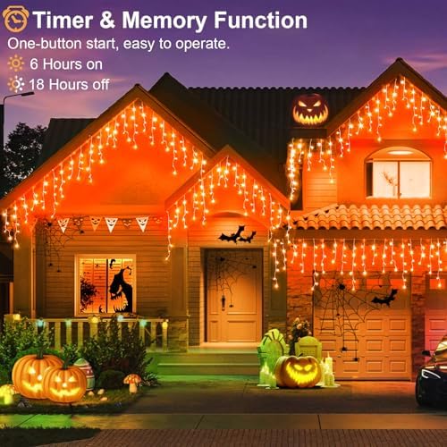 Icicle Lights for outside 33FT 400 LED Orange Halloween Lights Outdoor