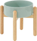 Havniva Elevated Dog Bowls Ceramic Dog Bowls with Stand, Dog Food Bowl | 8.3” Raised Dog Bowls with Non-Slip Wood Stand, Dog Food and Water Bowl Set, Dog Feeding Bowls for Large Dogs