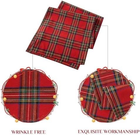 Softalker Christmas Checkered Tartan Table Runner, Red, 13 x 48 Inch