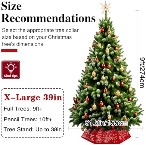 XmasExp Christmas Tree Collar, 39 inch Sequin Tree Skirt Stand Base Cover for Home Decor (Red, X-Large)