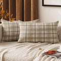 MIULEE Fall Plaid Pillow Covers Scottish Tartan 12x20 Neutral Khaki