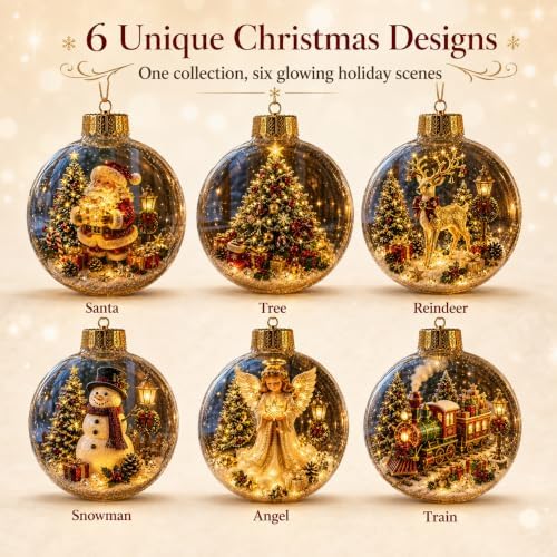 Glowing Christmas Story Ornament, Light Up Clear Ball for Christmas Tree