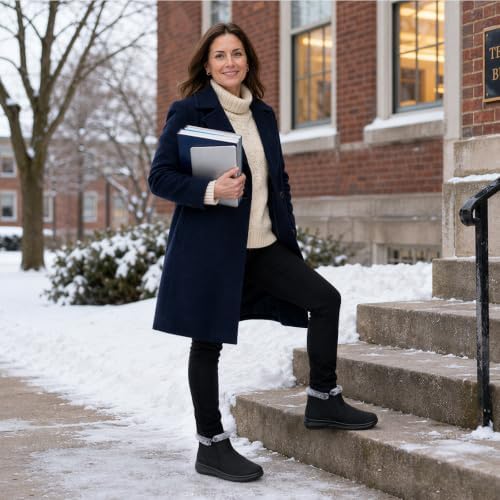 SHIBEVER Winter Snow Boots for Women: Slip On Ankle Fur Lined Warm Boot