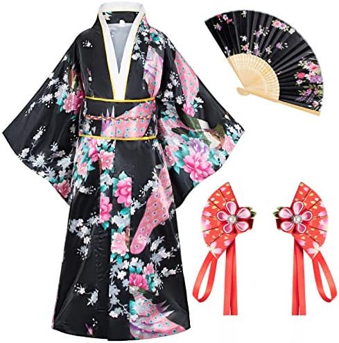 Japanese Traditional Dress Kimono Robe for Kids Girls Costume