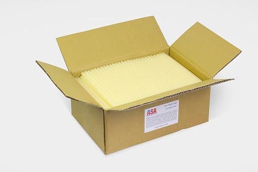 ASA Full Size Hot Glue Sticks 7/16" x 10", 10 lb Box, 189 Ct | High-strength, fast-setting hot glue sticks for industrial packaging and woodworking. 10 lb box, 189 sticks.