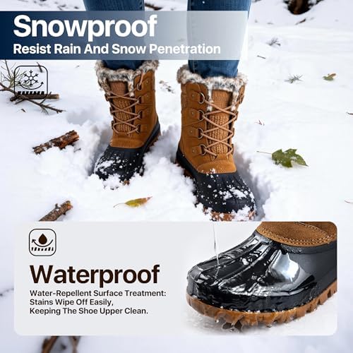 FREE SOLDIER Women's Waterproof Winter Cold Weather Snow Boots for Women Outdoor Fashion Duck Boots Comfortable Insulated