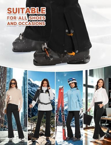 Hiauspor Women's Snow Ski Pants：Fleece Lined Water Resistant Warm Flare