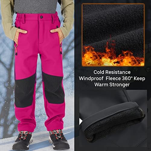 Jessie Kidden Kids Boys Girls Youth Waterproof Hiking Ski Snow Fleece Pants
