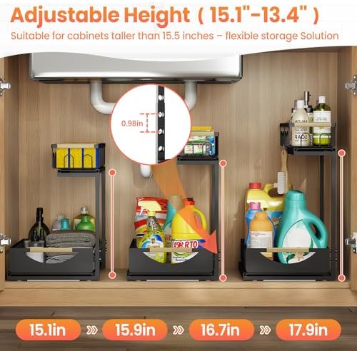 Under Sink Organizer and Storage for Bathroom and Kitchen - 2 Pack 2 Tier