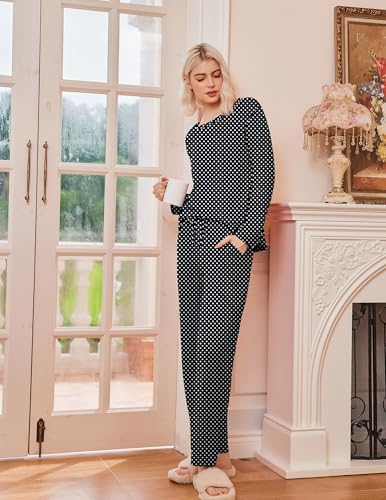 Ekouaer 2 Pack Womens Pajama Sets Long Sleeve Long Pants Pjs Loungewear