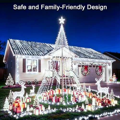 KNONEW 403ft 1000 LED String Lights Outdoor Christmas Lights 8 Modes & Timer Fairy Light Plug in Waterproof LED String Lights for Xmas Yard Tree Wedding Party Holiday Decorations (Cool White)