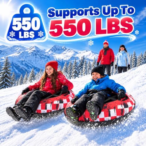 MOPHOTO Snow Tube, 39"/42" Heavy Duty Inflatable Snow Tube, Supports 550lbs