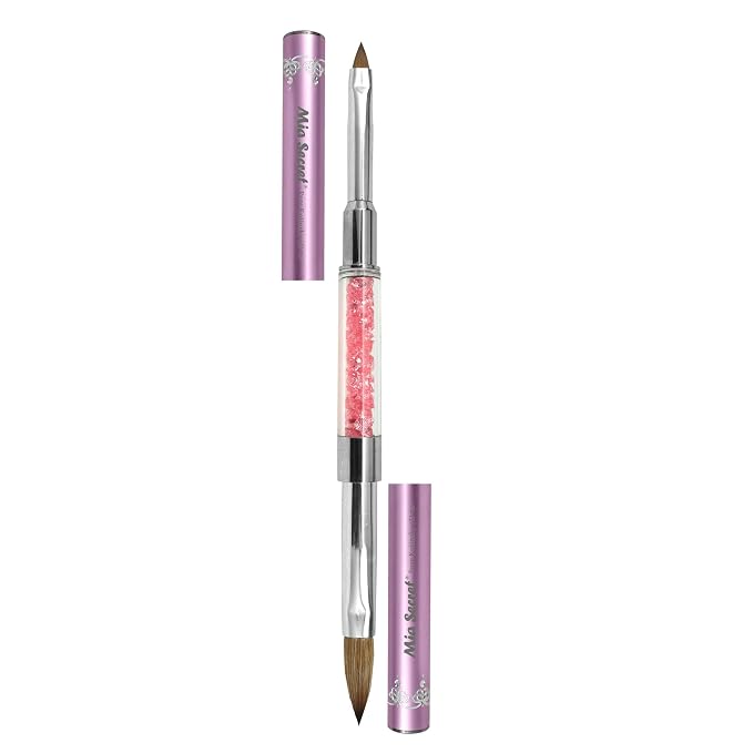 Mia Secret PREMIER NAIL BRUSHES 100% Kolinsky Hair MADE IN USA Prenium Nail Art Brushes (Pink, 10 OR/-2 OR)