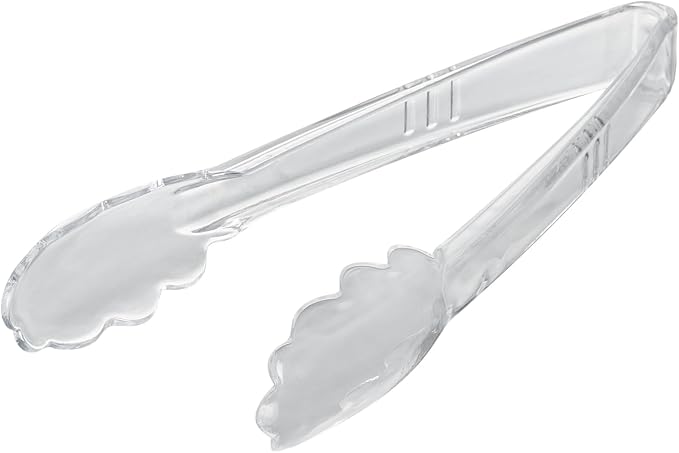 Restaurantware Clear Tongs 100 Pack Of 9” Heavy-Duty Plastic Kitchen Tongs with Long Handles and Scalloped Edges Disposable Black Serving Utensils for Catered Events, Weddings, or Buffets