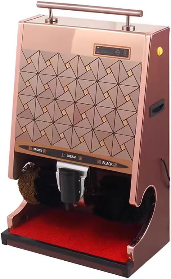 Commercial Luxury Stainless Steel Automatic Shoe Polishing Machine with Handrails and Oil Tank Design, Automatic Sensor Dual-Brush Leather Shoe Polishing Machine,C