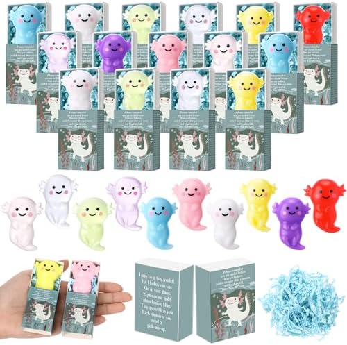 60 Sets Positive Gifts Axolotl Party Favors with Support Boxes