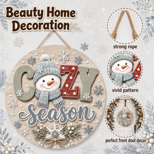 Winter Decorations - 2D Printed Flat Cozy Season Door Sign for Front Door