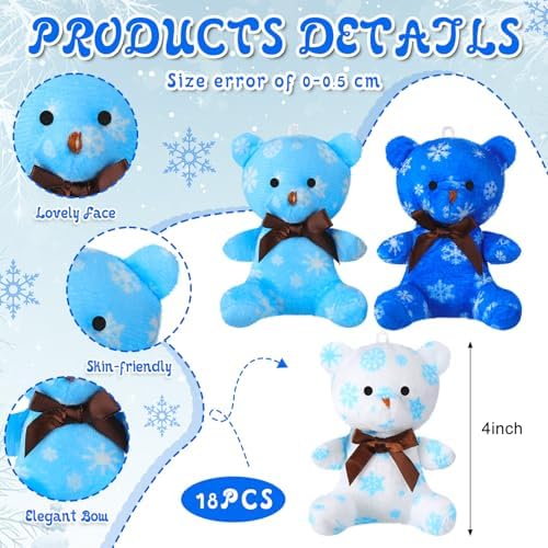 Haull 18 Pcs Winter Snowflake Stuffed Animals Plush Bears Bulk