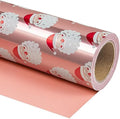 WRAPAHOLIC Reversible Christmas Wrapping Paper - Mini Roll - 17 Inch x 33 Feet - Santa Claus Wrapping Paper and Solid Rose Gold Design with Metallic Foil Shine for Chrsitmas, Holiday, Party