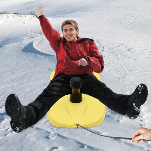 Snow Sled HDPE, 21"x12.2", 165 lbs Capacity, Yellow, Modern, Kids