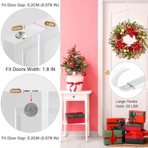 HEYHOUSE Wreath Hanger,Adjustable Length 14.9-25 Inch Metal Door Hanger,Wreath Hanger for Front Door 20 lbs Larger Christmas Wreaths Decorations HookWhite