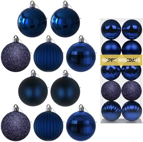 Navy Blue 3.2" Large Christmas Balls - Christmas Tree Decoration Ornaments Shatterproof Hanging Balls for Birthday Halloween Holiday Wedding Decorations Set of 10pcs