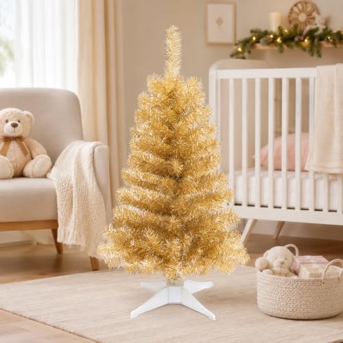 3FT Champagne Artificial Small Christmas Tree Mini Tabletop Decor