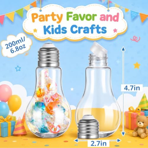 Tessco for you 36 Pcs 6.8 Oz/ 200 ml Plastic Light Bulb Jars, Silver