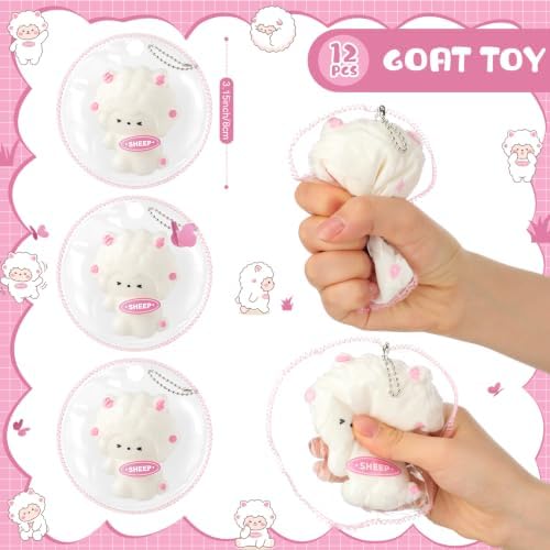 Meooeck 12 Pcs Sheep Fidgets Balls for Adults Mini Sheep Party Favors