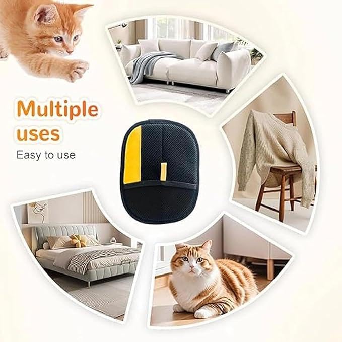 Cat Hair Remover Glove for Furniture & Clothes, Reusable Electrostatic Pet Hair Removal Mitt with Velvet Surface & Breathable Mesh Back, Lint Remover for Dog & Cat Fur (5)