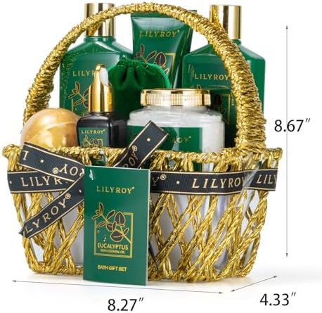 Eucalyptus Spa Bath Gifts Set, 9Pcs Premium Spa Gift Basket for Women & Men
