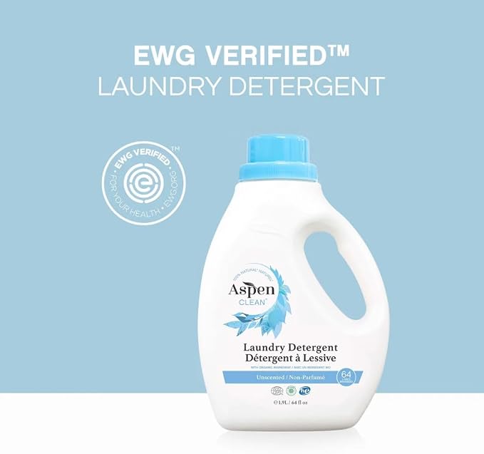 AspenClean | HE Liquid Laundry Detergent | Unscented | Non - Toxic | 100% Natural | EWG Verified | Safe for Babies, Pets & Kids | 64 fl oz