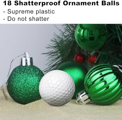 Emerald Green 1.6" Small Christmas Balls Christmas Tree Decoration Ornaments Shatterproof Hanging Balls for Birthday St. Patrick's Day Easter Mardi Gras Holiday Wedding Decorations Set of 18pcs